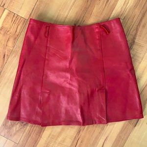 Red leather miniskirt